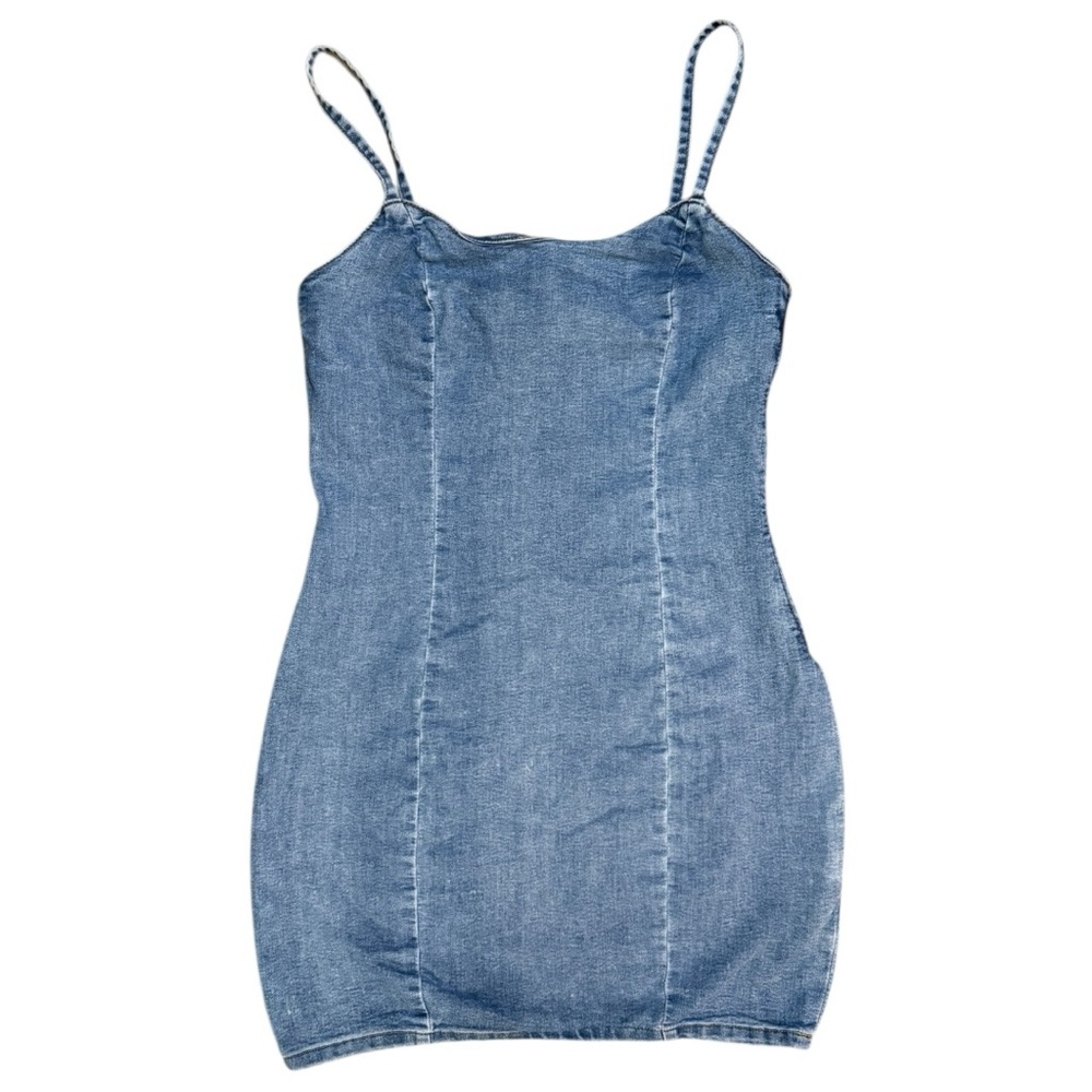 Medium Wash Denim Mini Dress - Picture 2 of 5